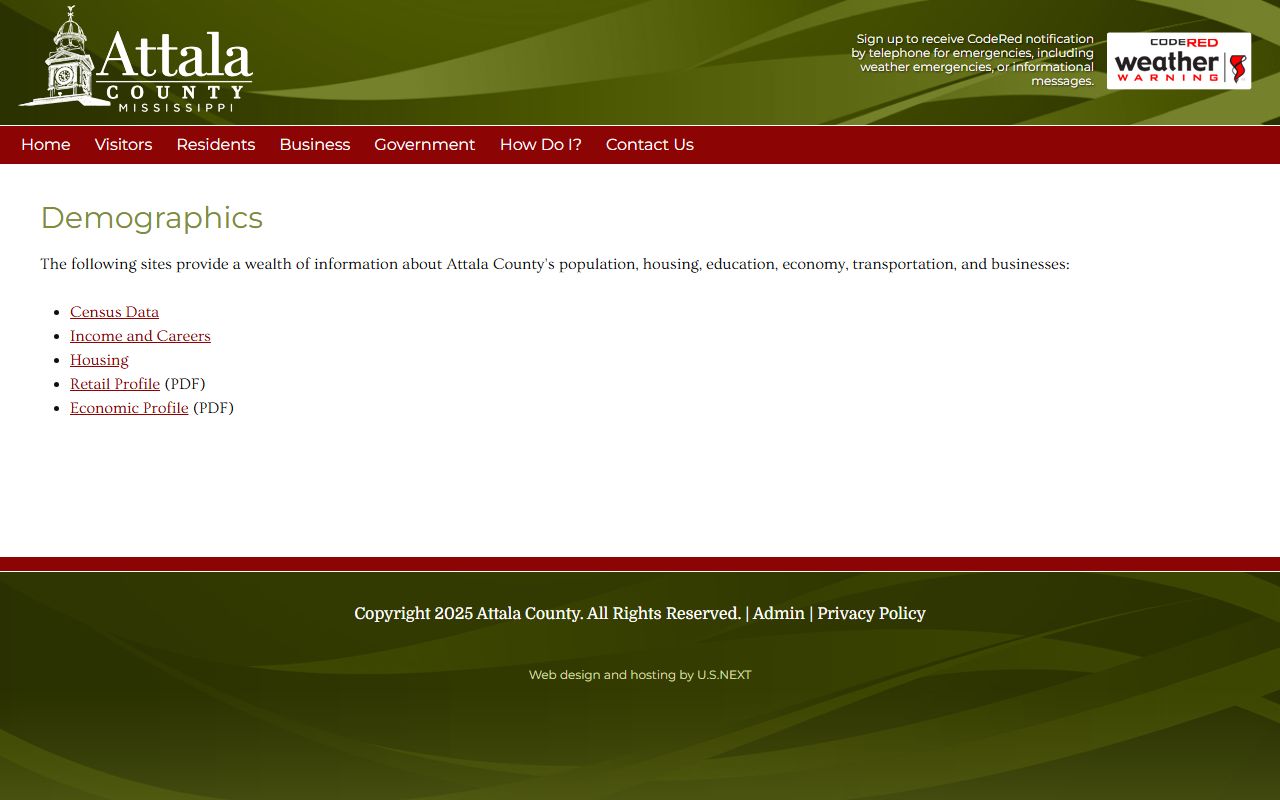 Attala County demographics page tied to Circuit Clerk voter and election records