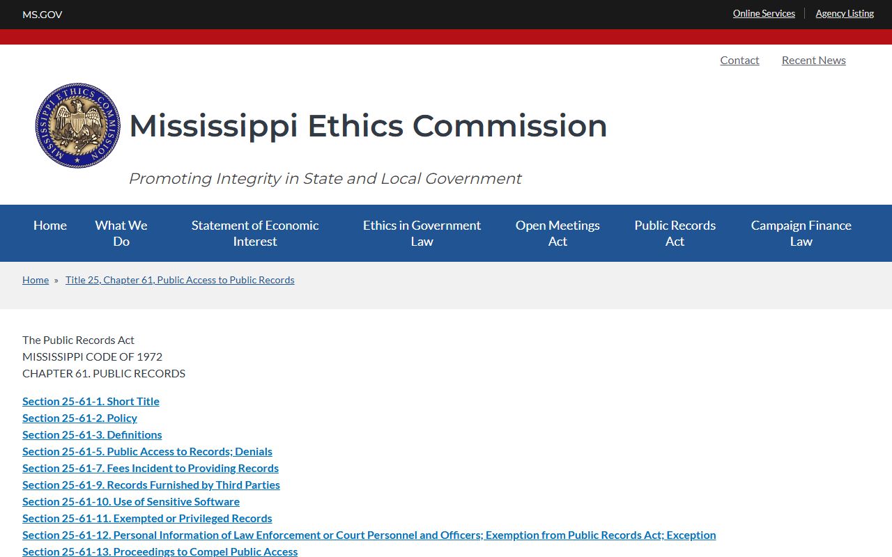 Attala County court records and the Mississippi Public Records Act
