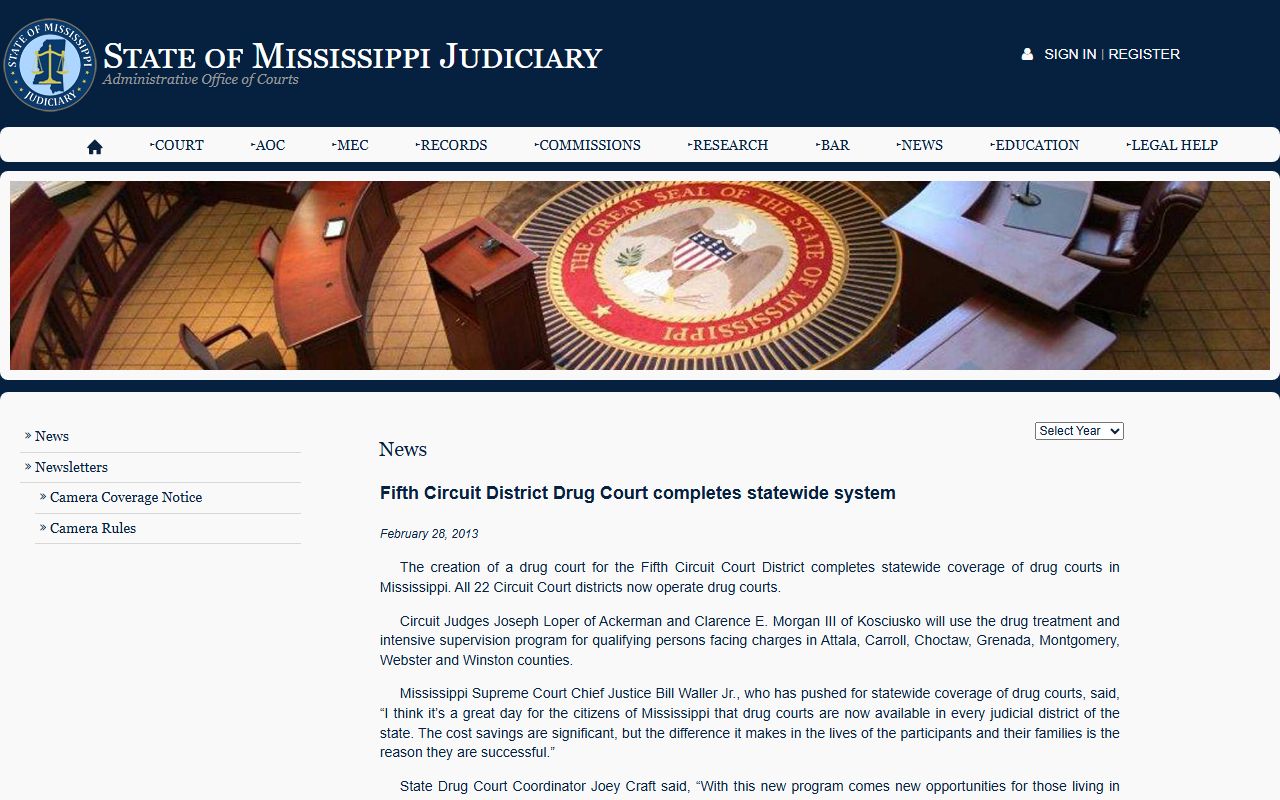 Attala County criminal court records and the Fifth Circuit District Drug Court announcement