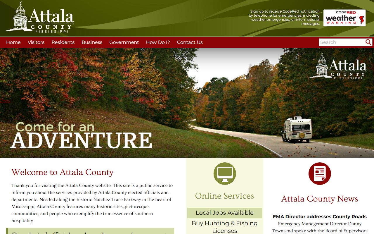 Attala County court records access on the official county website