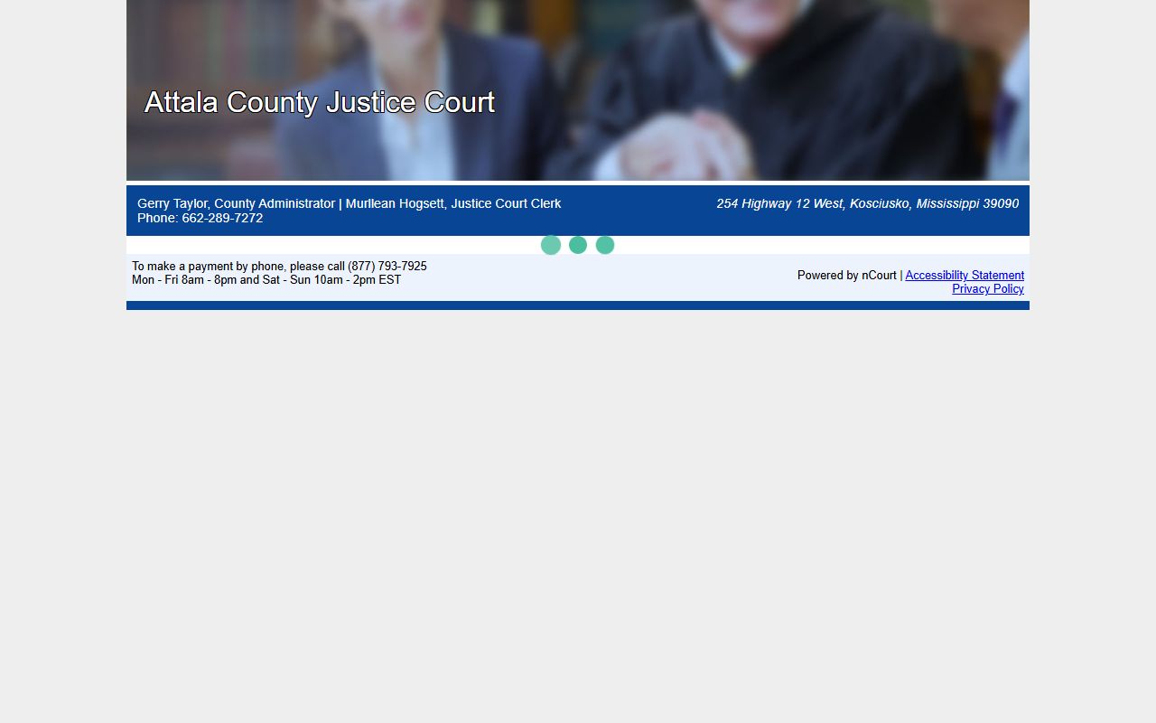 Attala County traffic court records nCourt online payment portal