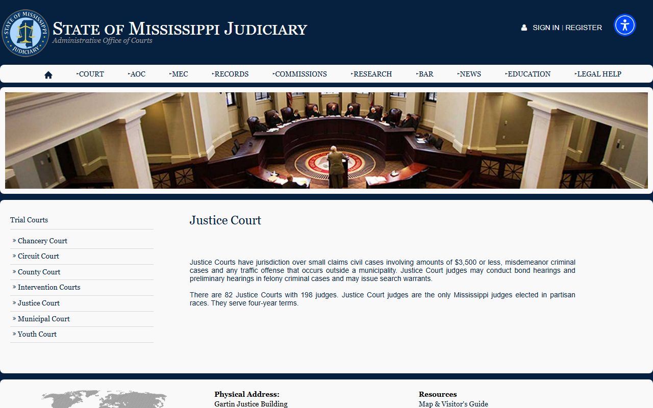 Attala County traffic court records Mississippi Justice Court overview