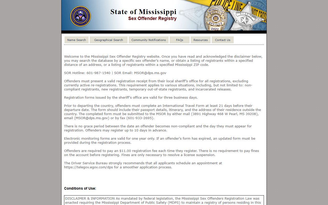 Attala County warrant records and Mississippi sex offender registry